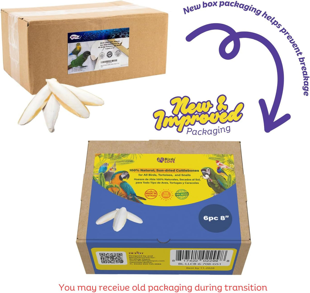 Birds LOVE Natural Cuttlebone – Premium Calcium & Trace Mineral Supplement for Tortoises, Snails