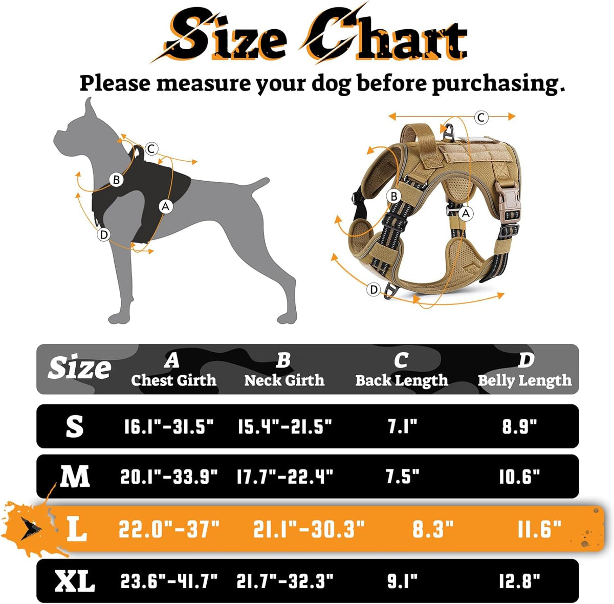 rabbitgoo Dog Harness for Large Dogs No Pull, Tactical Service Pet Vest with Molle and Control