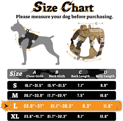 rabbitgoo Dog Harness for Large Dogs No Pull, Tactical Service Pet Vest with Molle and Control