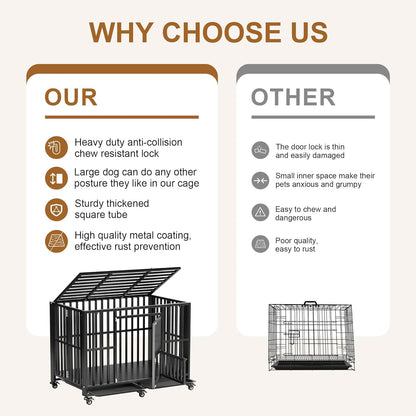 Polar Aurora Heavy Duty Dog Crate, Foldable Indestructible Dog Kennel, Escape Proof Extra Large Dog