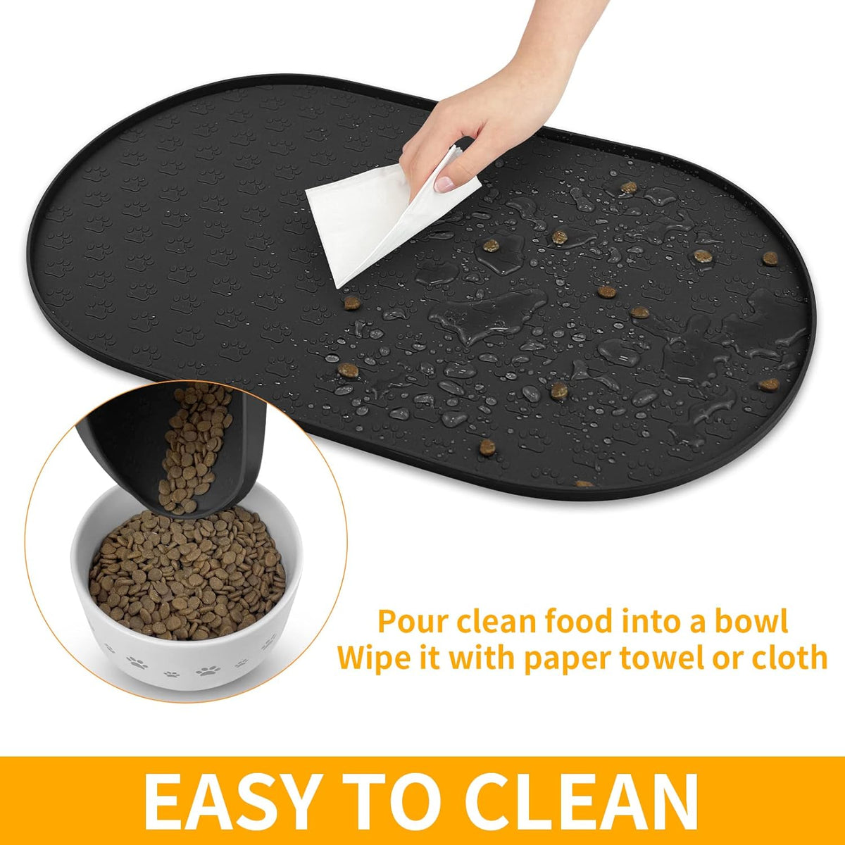 KPWACD Pet Feeding Mat for Dogs and Cats, Silicone Dog Placemat Non-Slip Waterproof Bowl Mats