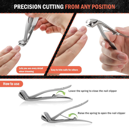 BEZOX Angled Head Nail Clippers for Seniors - Ergonomic Toenail Clipper for Thick Nails, Premium