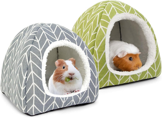 2 Pack Guinea Pig Hideout Bed Rabbit House Cave Accessories Cozy Hide-Out for Bunny Hedgehog Ferret