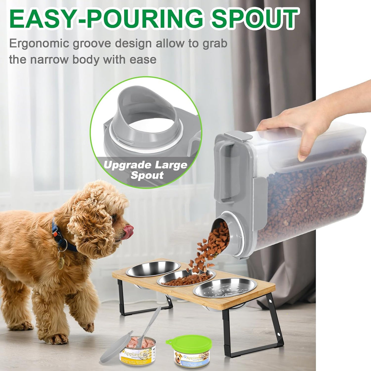 TBMax Cat Dog Food Storage Container 5 to 7 lbs with Pet Can Cover and Mixing Spoon, Airtight Pet