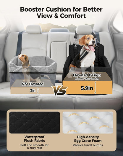 Dog Car Seat for Small & Medium Dogs Under 35lbs, Detachable & Washable Pet Car Seat, Interior