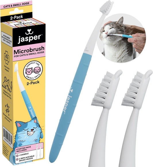 Jasper Microbrush Cat Toothbrush, Soft-Bristled Toothbrush Kit for Felines & Small Dogs, Premium
