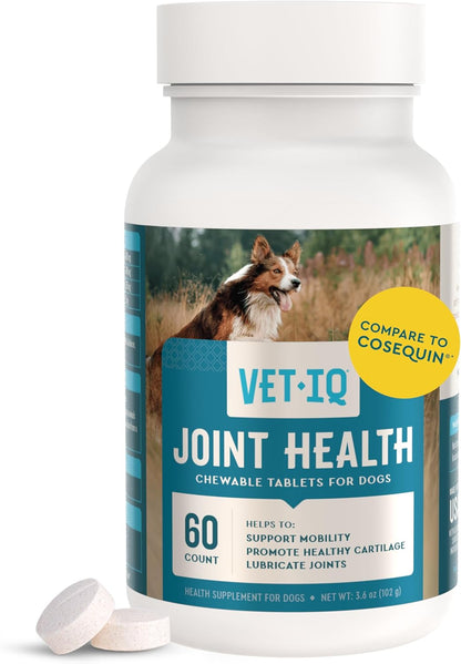 VetIQ Hip & Joint Health Supplement for Dogs, with Glucosamine, Chondroitin & MSM, Chewable Tablets