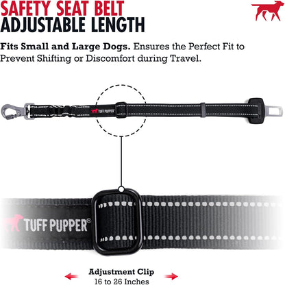 Tuff Pupper Dog Seat Belt | Adjustable Length Dog Seatbelt Restraint | Tangle-Free Locking