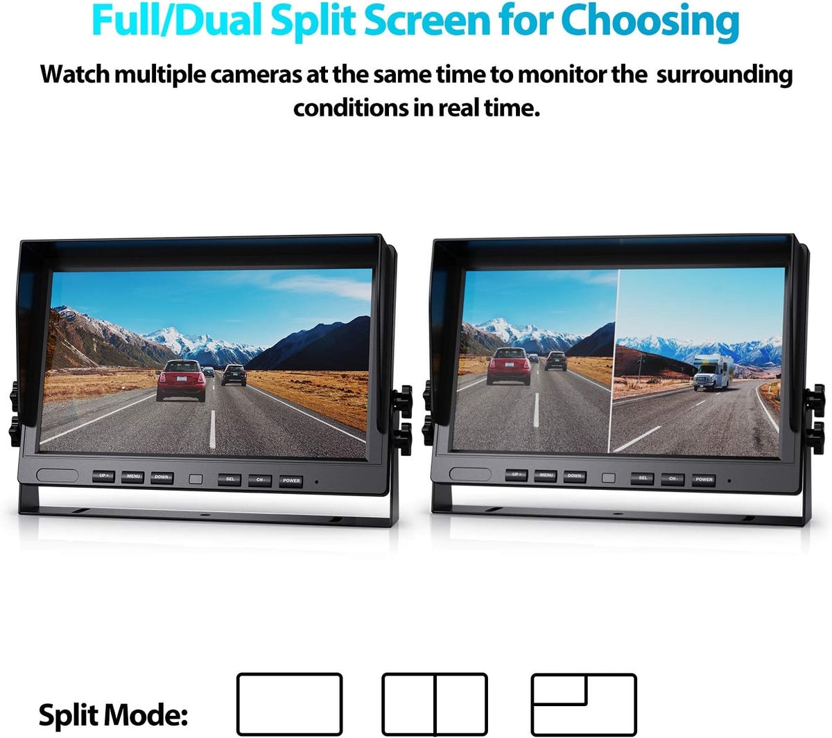 Fookoo ??HD Wired Backup Camera System Kit,10 inch Dual Split Screen Monitor with Recording IP69