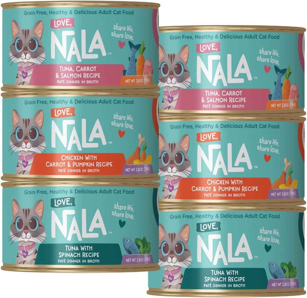 LOVE, NALA - Natural Adult Cat Wet Food - Pate Variety Pack - Tuna, Chicken, Tuna and Salmon