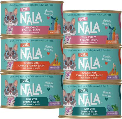 LOVE, NALA - Natural Adult Cat Wet Food - Pate Variety Pack - Tuna, Chicken, Tuna and Salmon