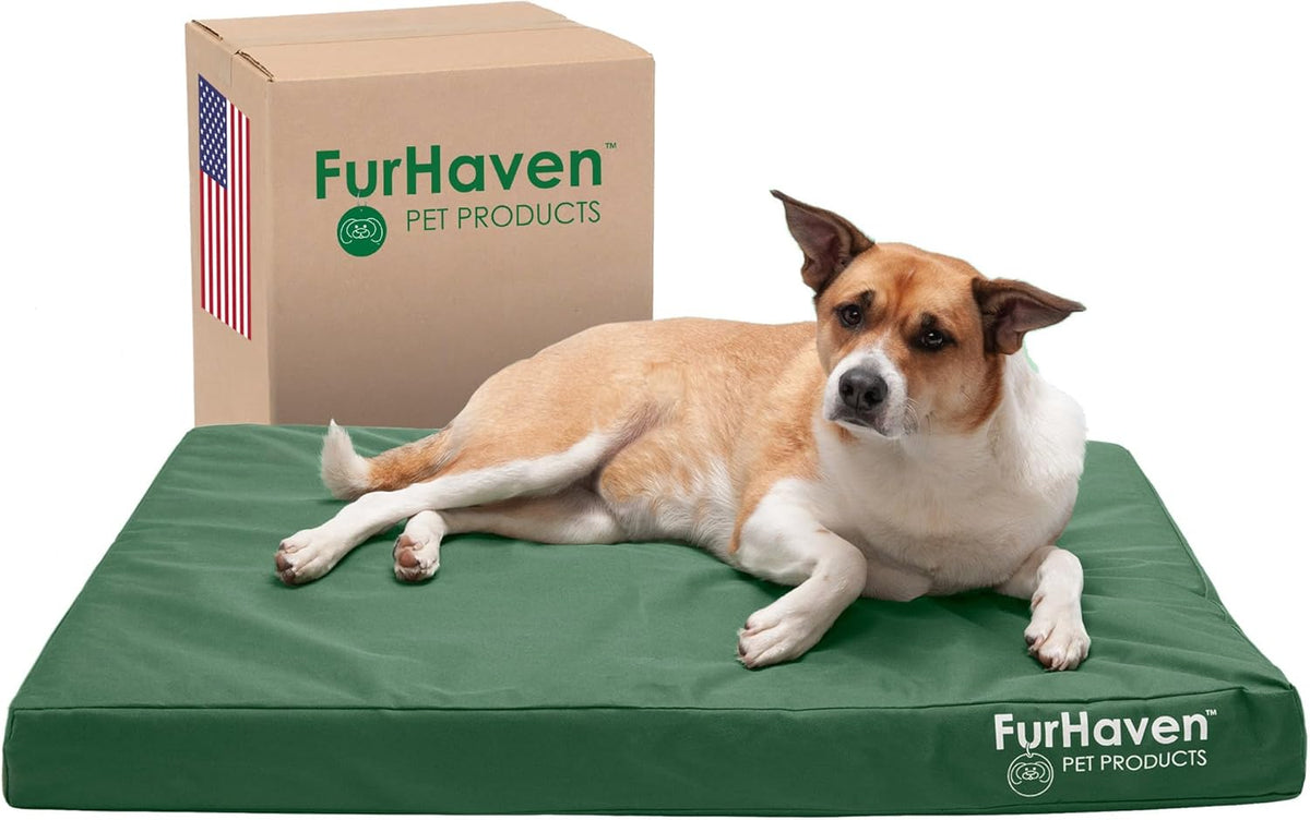 Furhaven Water-Resistant Cooling Gel Dog Bed for Large/Medium Dogs w/ Removable Washable Cover, For
