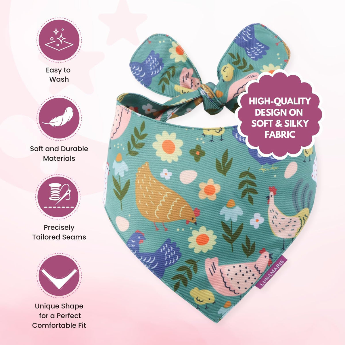 LunaMarie - Luxury Pet Birthday Bandanas -Premium & Silky Poly Fabric | 100% Handmade | Custom