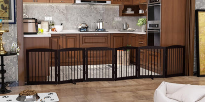 Freestanding Pet Gate for Dogs, Foldable Wooden Dog Gate for House, Extra Wide Indoor Pet Barrier