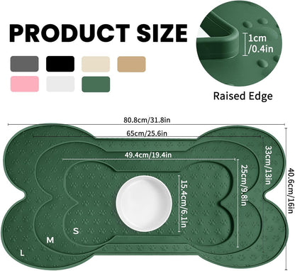 Dog Food Mat Anti-Slip Silicone Dog Bowl Mat Thicker Pet Placemat Waterproof Cat Feeder Pad with