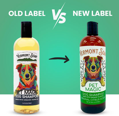 Vermont SOAP Organics Pet Shampoo - Infused with Organic & Natural Olive Oil, Coconut & Aloe Vera