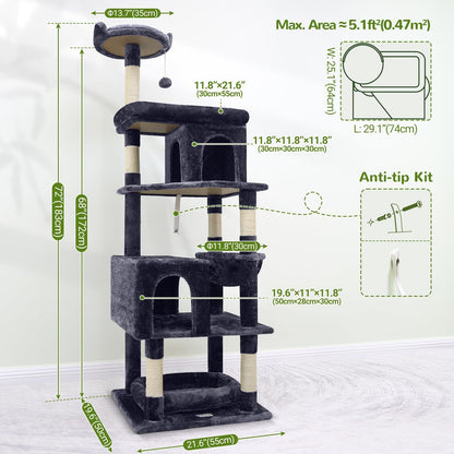 Globlazer Heavy Duty Cat Trees for Large Cats, Sturdy 72in Maine Coon Cat Tree for Large Cats 20