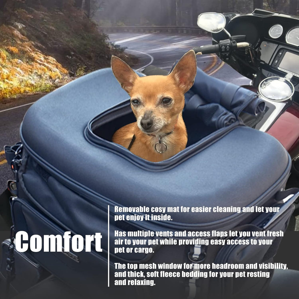 Motorcycle Dog Carrier, Portable Pet Carrier Pet Travel Bag Cat Carrier Bag for Harley Street Glide