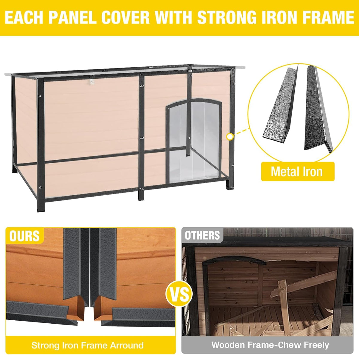Aivituvin Extra Large Dog House Outdoor Heated Dog Kennel with Insulation Liner for Winter Strong
