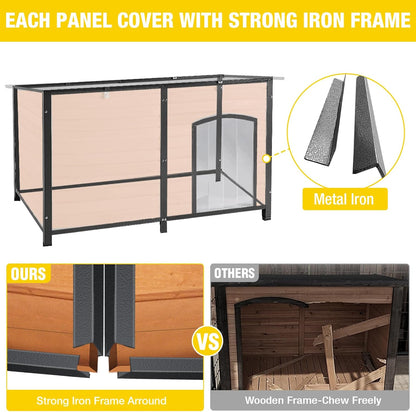 Aivituvin Extra Large Dog House Outdoor Heated Dog Kennel with Insulation Liner for Winter Strong