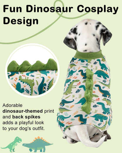 CuteBone Dinosaur Costume Dog Pajamas, Stretchy Spandex Crystal Velvet Sleepwear Coat for Small
