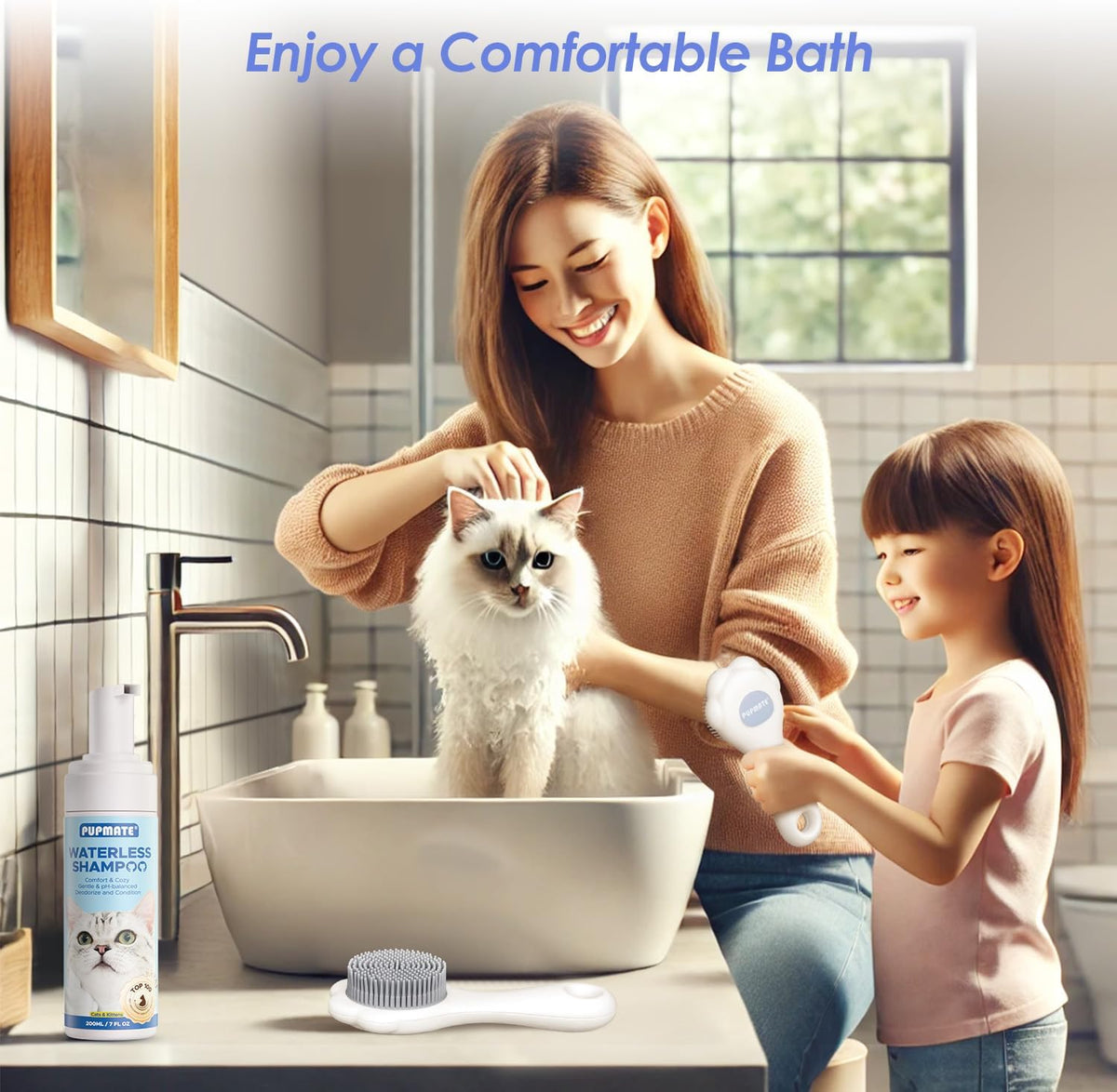 Cat Waterless Shampoo - No Rinse Formula for Quick Clean Between Baths, Hypoallergenic &