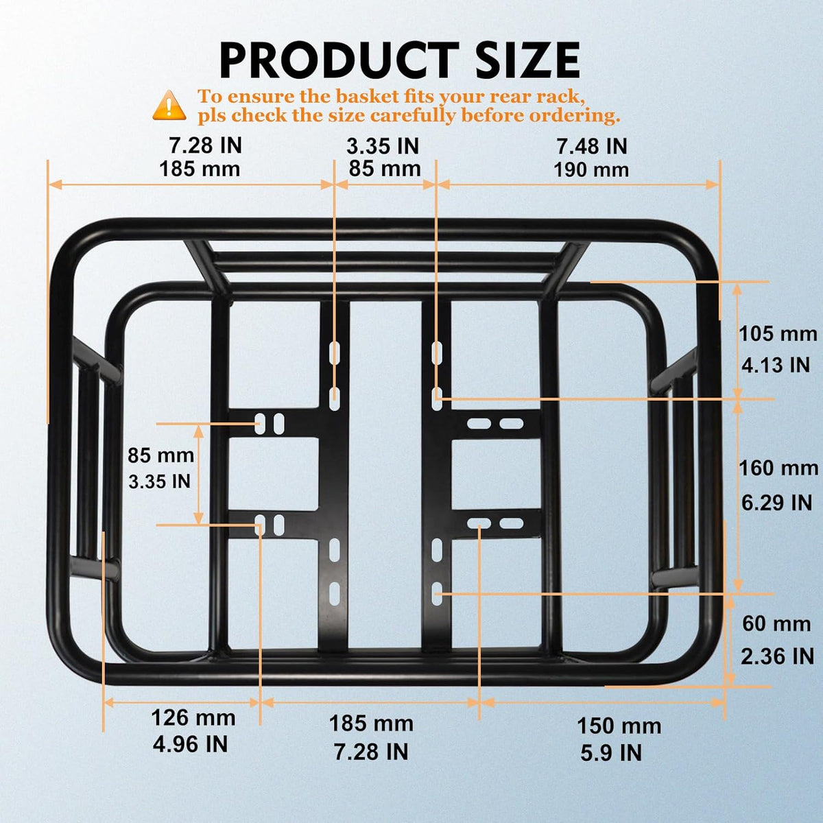 RAYMACE Rear Rack Bike Basket with Cargo Net and Liner Large Bicycle Basket Perfect Mount for