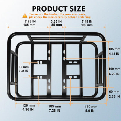 RAYMACE Rear Rack Bike Basket with Cargo Net and Liner Large Bicycle Basket Perfect Mount for