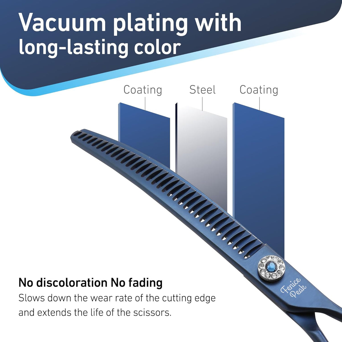 Fenice Peak Professional Dog Grooming Scissors Pet Curved Chunker Shears 7.0'' Extremely Sharp