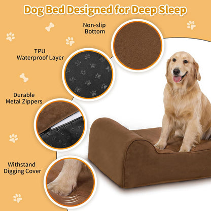 Large Orthopedic Dog Bed, 7" Memory Foam with Waterproof Liner, Chew Resistant Microsuede Cover