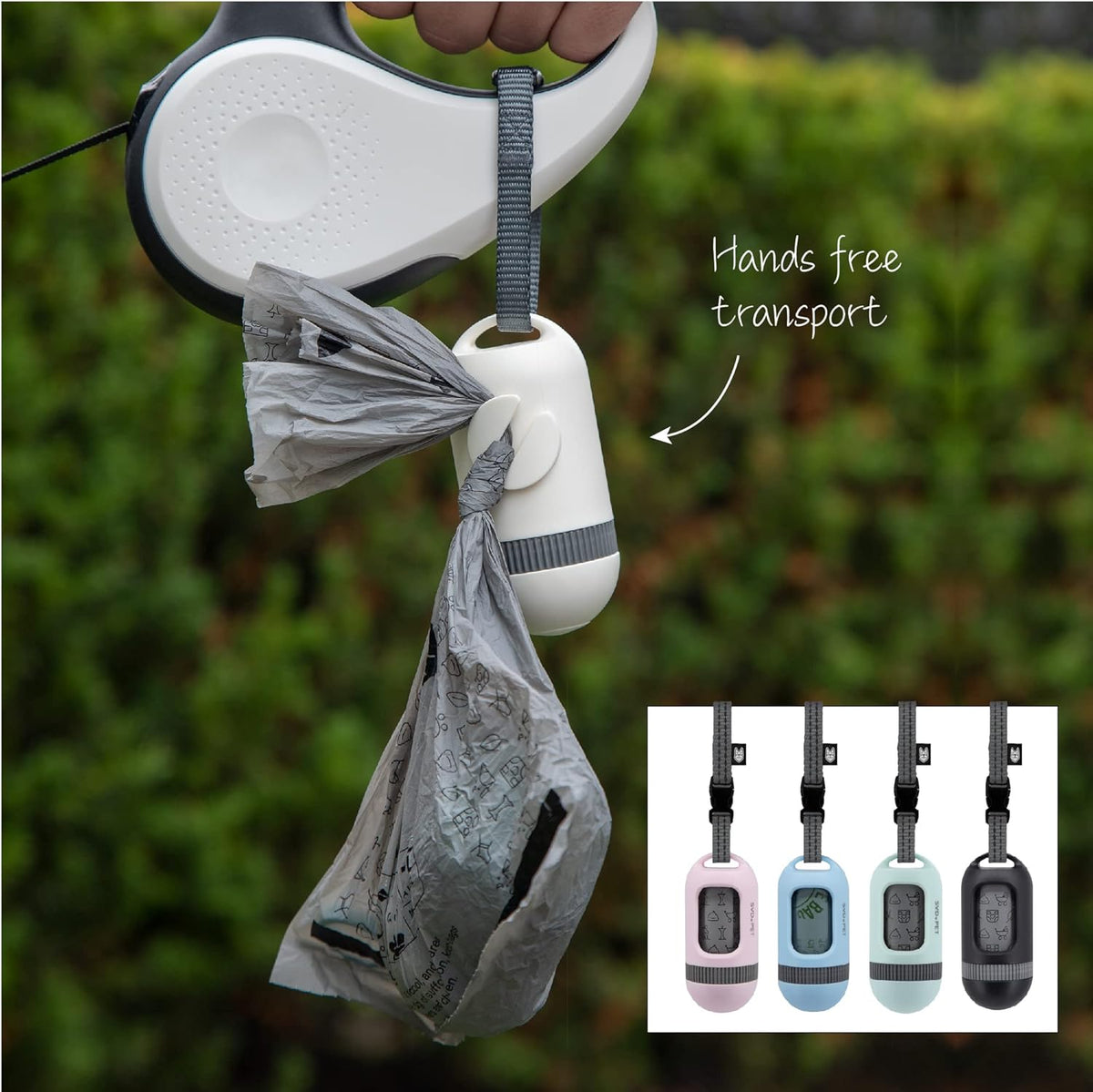 SVD.PET Dog Poop Bag Dispenser, Retractable Waste Bag Fits Any Dog Leash, 15 Waste Bags, Poop Bag