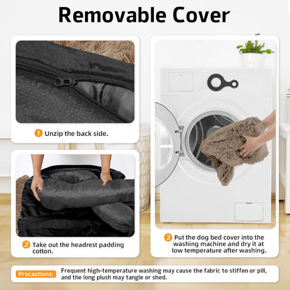 Calming Dog Bed Fluffy Plush Dog Mat for Furniture Protector with Removable Washable Cover for