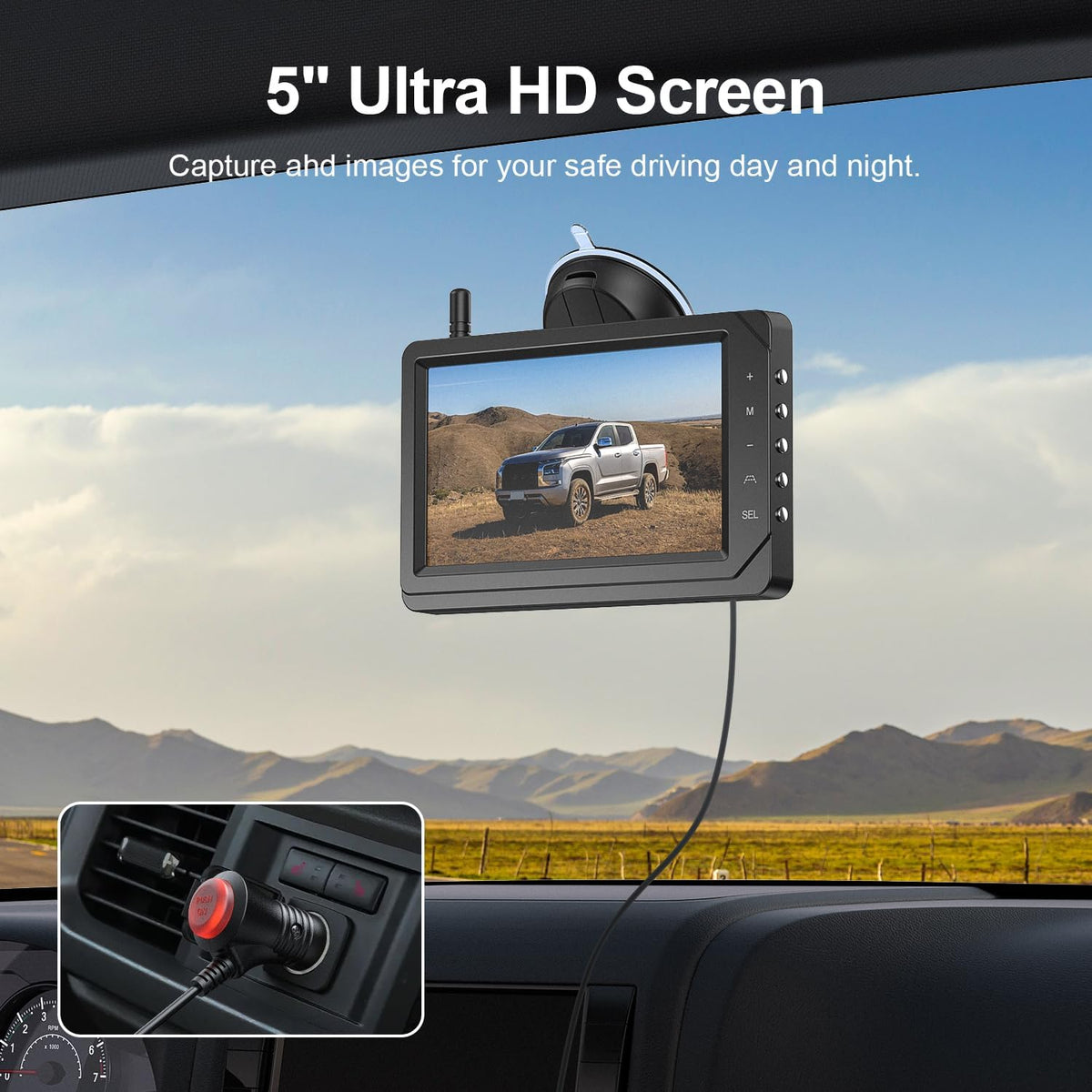 Fookoo HD 1080P 5-inch Wireless Backup Camera, 5" Split Screen Monitor Rear View Licence Plate
