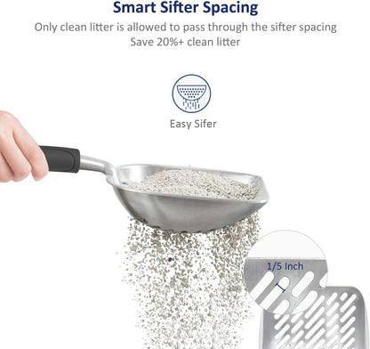 WePet Cat Litter Scoop, Aluminum Alloy Sifter, Kitty Metal Scooper, Deep Shovel with Diagonal