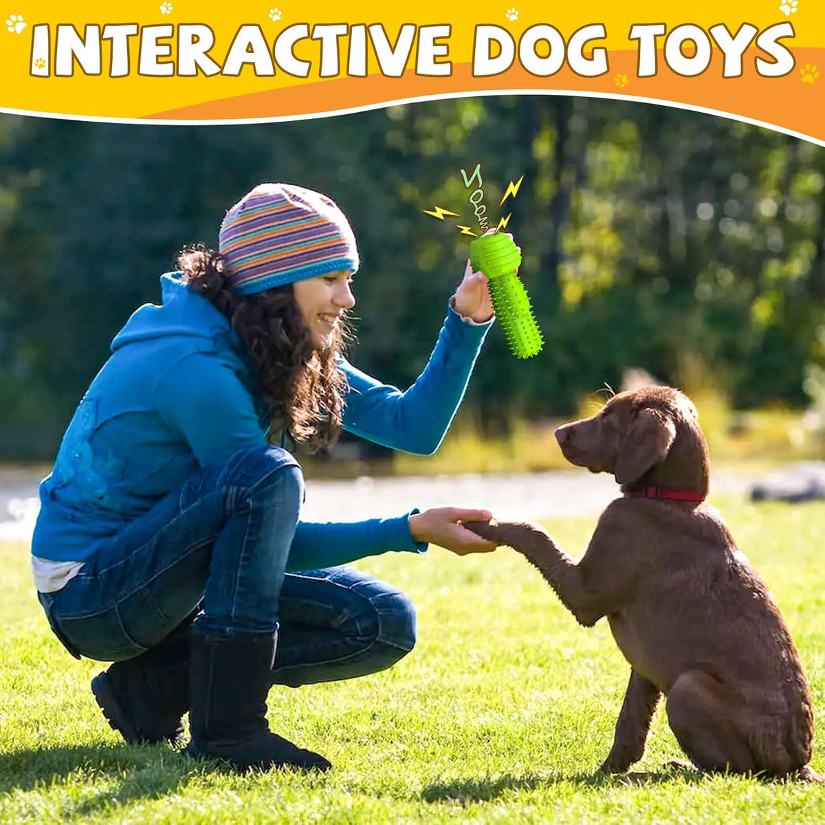 Christmas Dog Gifts, Dog Toys for Small Dogs Dog Toothbrush for Teething Cleaning, Rubber Squeaky