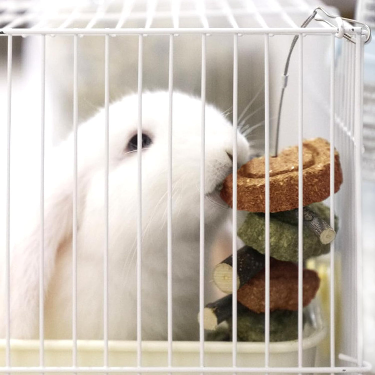 Rabbit Chew Toy,Bunny Chew Toys for Teeth Grinding,Natural Apple Branch Teething Sticks with Hay