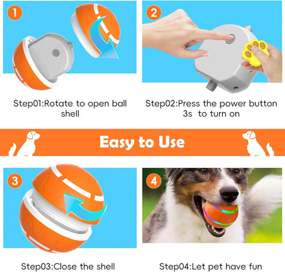 Smart Interactive Dog Ball, Interactive Dog Toys with Remote Control, Automatic Moving Pet Ball for