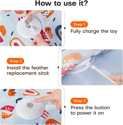 Potaroma Hide and Seek Interactive Cat Toys, Moving Concealed Wand Feather, Automatic Chargeable