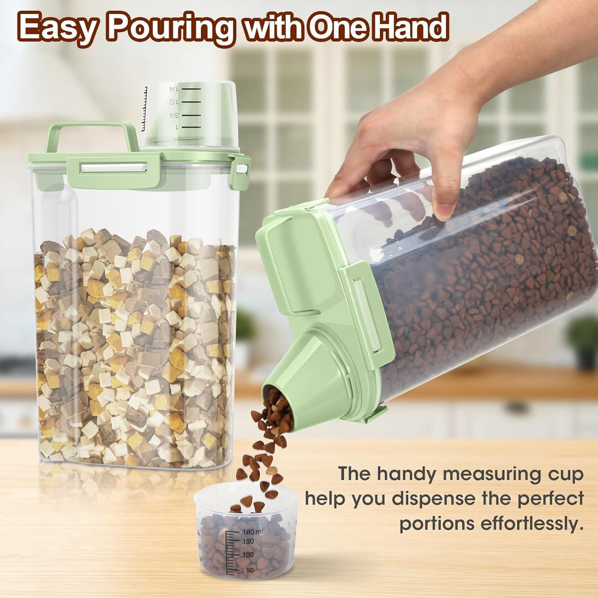 TBMax Small Dog Cat Food Storage Containers 2 Pack, Travel-Friendly Pet Food Container with Spout &