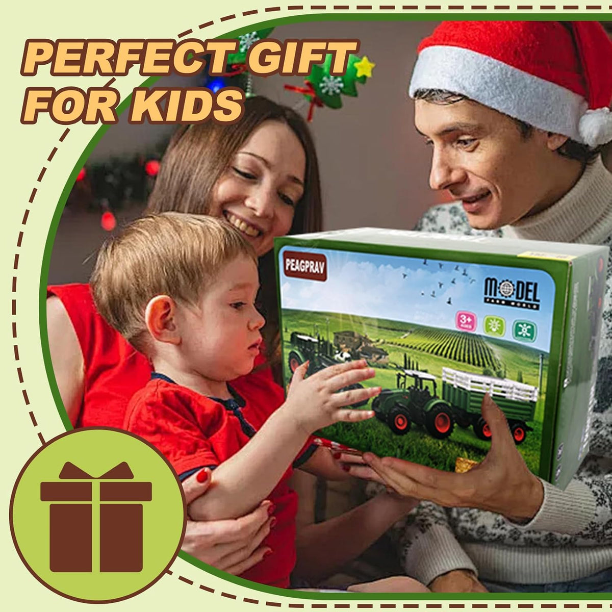 Farm Tractor Toys Set Bale Haying Round Baler with Barn Farmer,Cow,Farm Tools,Tree Farm Tractor Pla