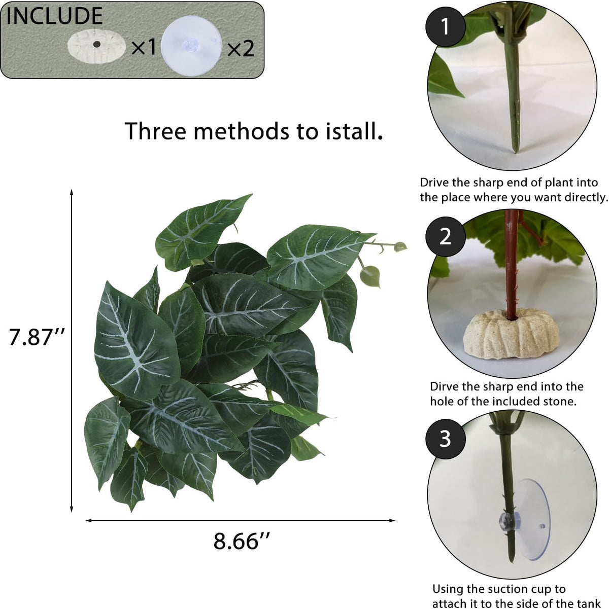 IBWell Fake Reptile Plants for Reptile Terrarium Plants, Reptile Plant Décor, Turtle Tank Plants