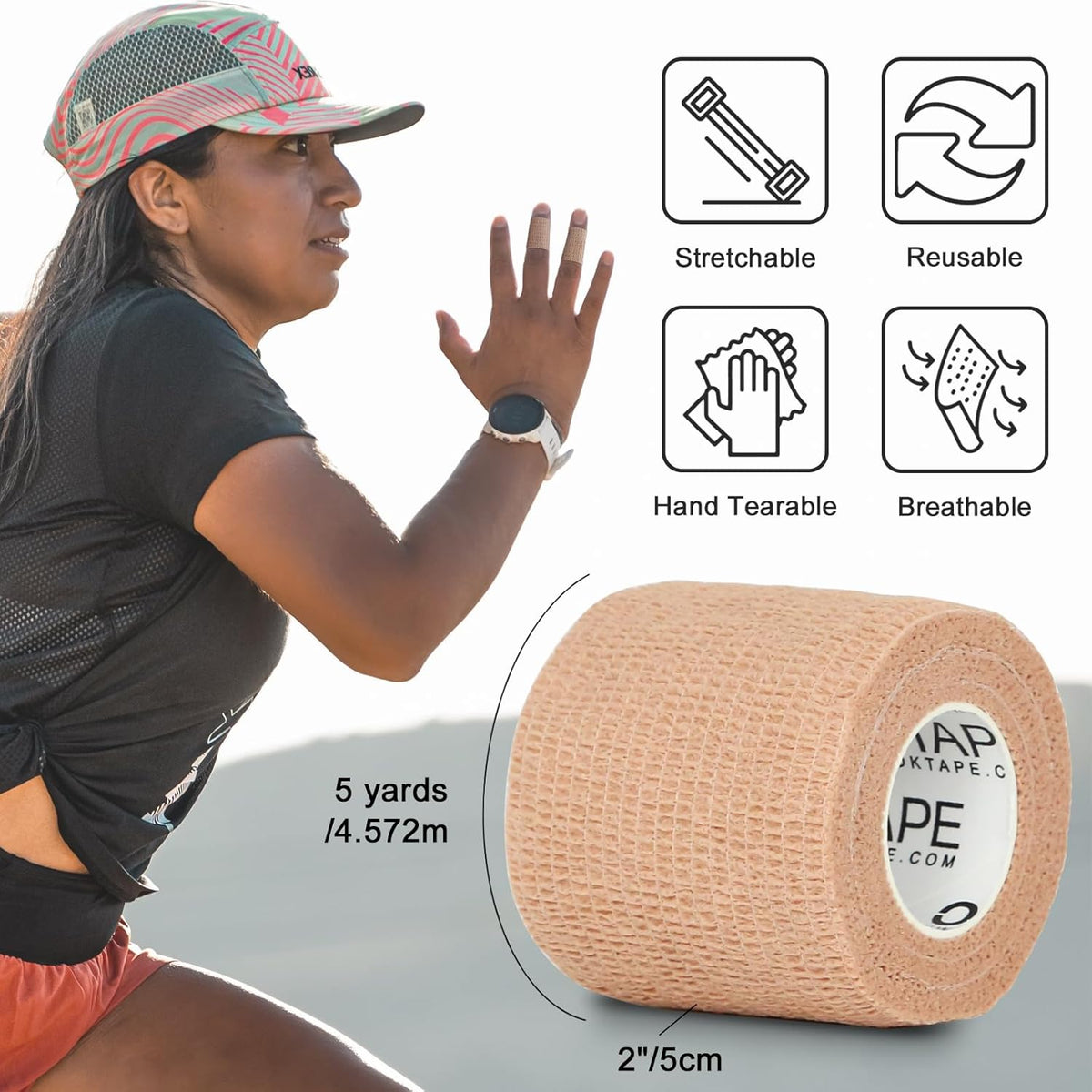 OK TAPE Self Adherent Cohesive Bandages Wrap - 12Packs, 2" x 5 Yards, Non-Woven Self Adhesive