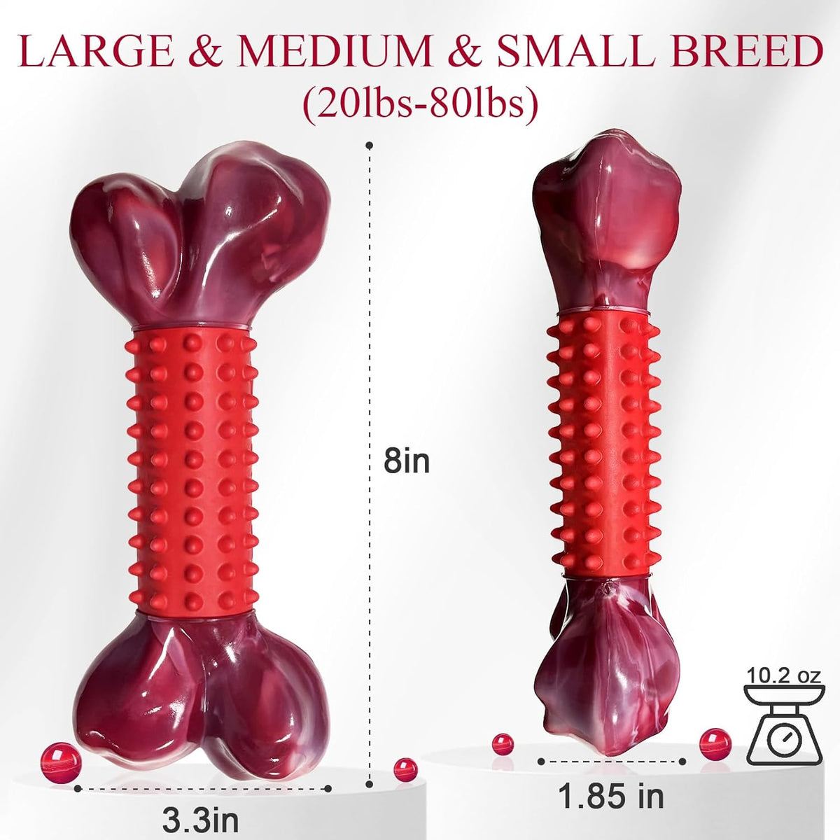 Apasiri Tough Dog Toys for Aggressive Chewers Beef Flavor: 8" Dog Chew Bone for Large Breed, Nylon