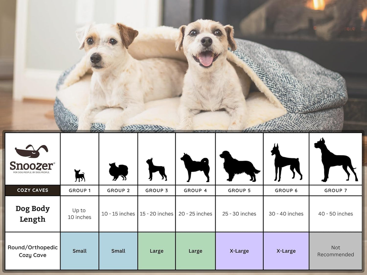 Snoozer Cozy Cave Dog Bed - Indoor Dog Bed with Cover Cave, Covered Calming Burrow for Medium &