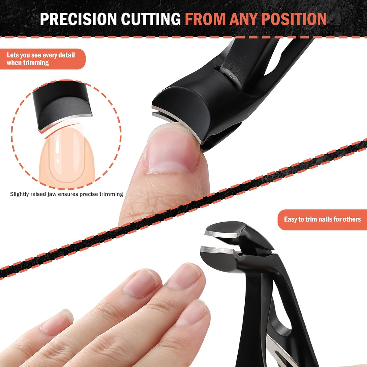 BEZOX Ergonomic Angled Head Senior Toenail Clipper for Thick and Ingrown Nails - Large Finger Nail