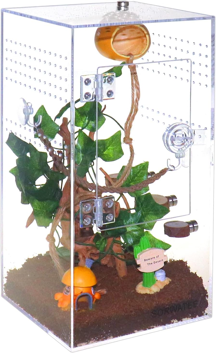 Spider Terrarium Kit, Jumping Spider Enclosure with Hideout, Rope Bridge, Ledge Ladder, Micro