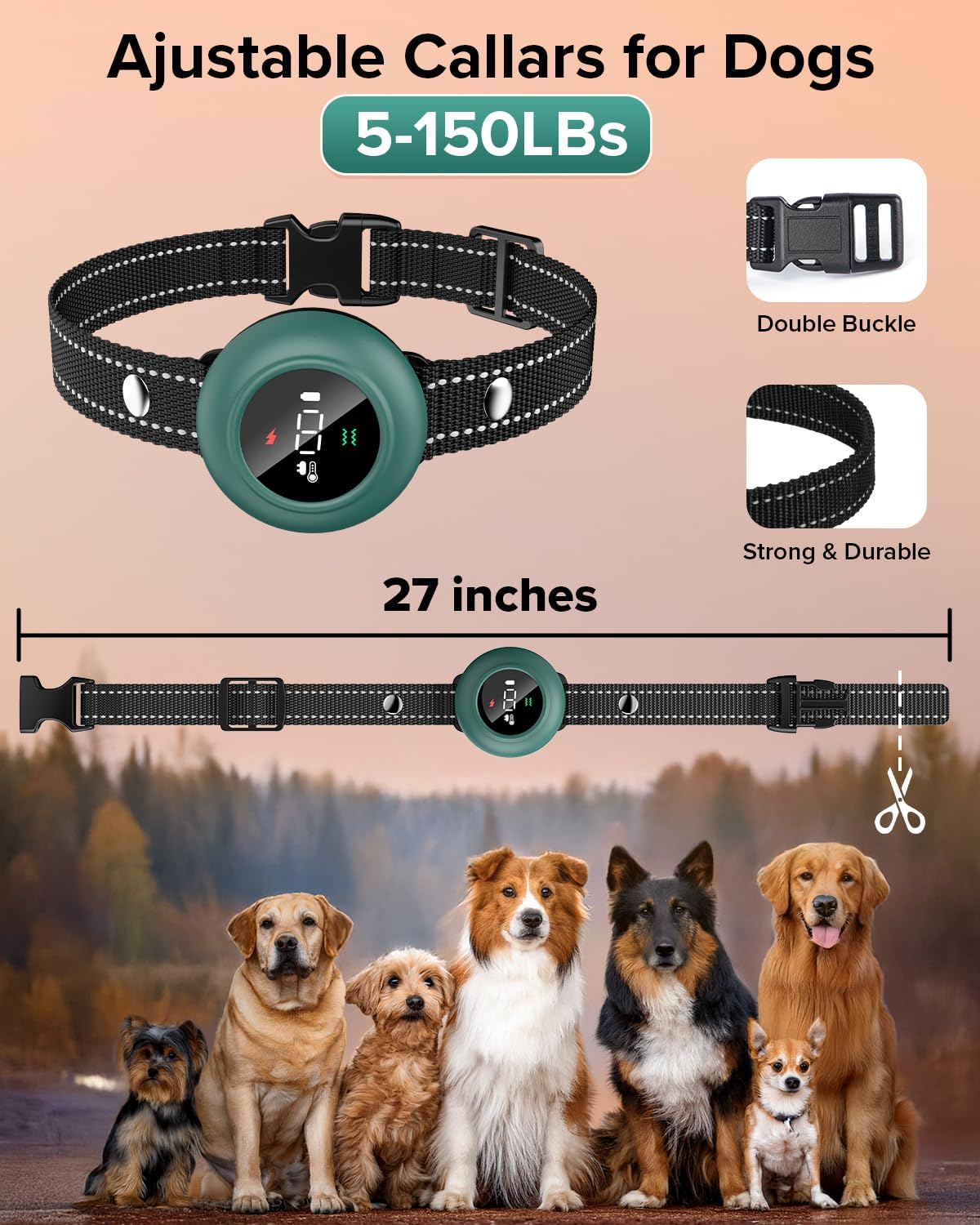 [New 2025] 2-in-1 Dog Shock Collar & Bark Collar – 3300FT Dog Training Collar with Remote