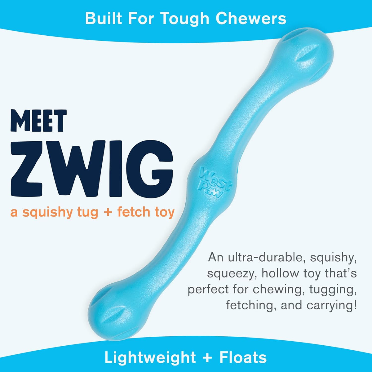 WEST PAW Zogoflex Echo Zwig Squeezy Dog Fetching Stick – Bouncy, Hollow, Squishy Interactive Toy
