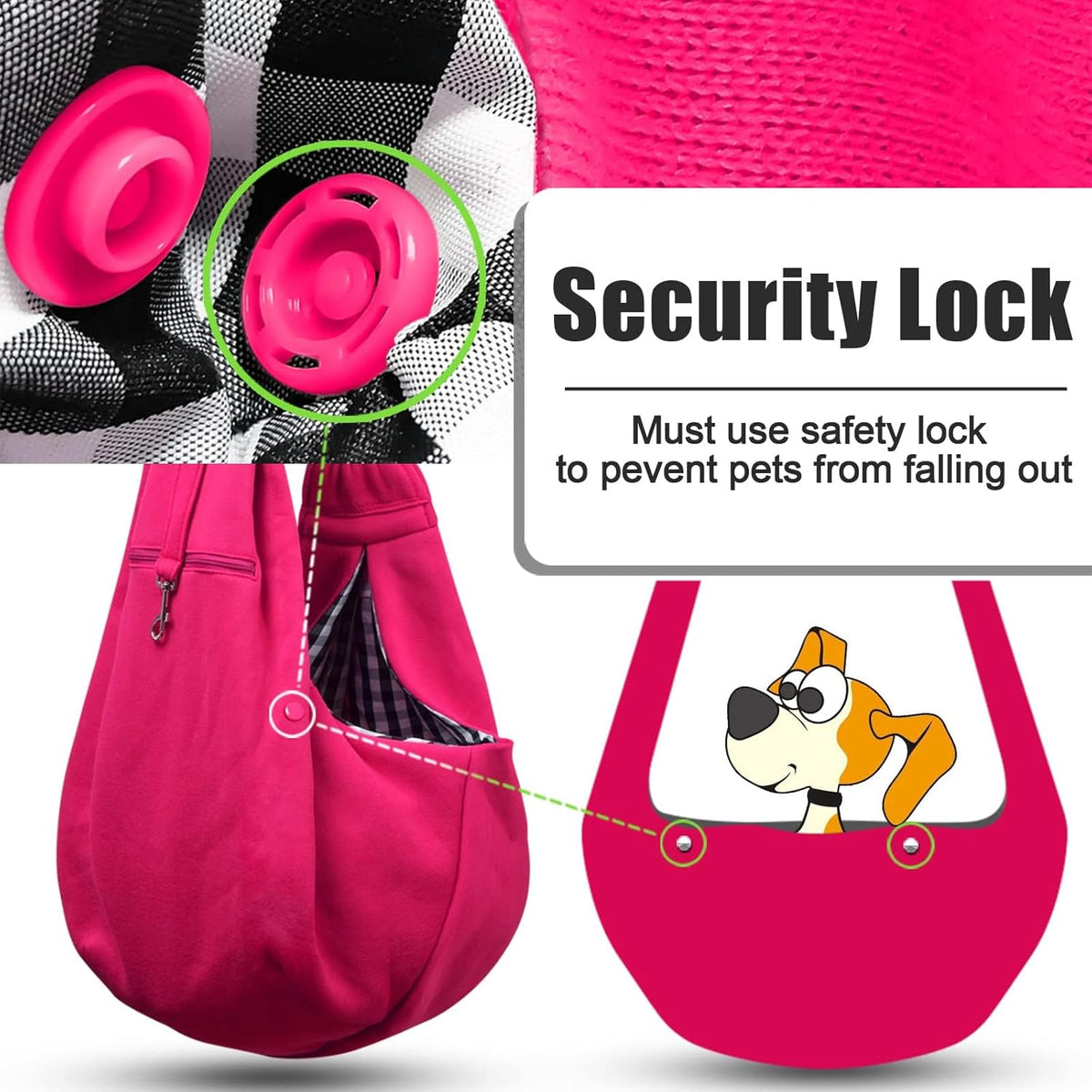 TOMKAS Dog Sling Carrier for Small Dogs Puppy Carrier for Small Dogs (Rose red, Adjustable Strap