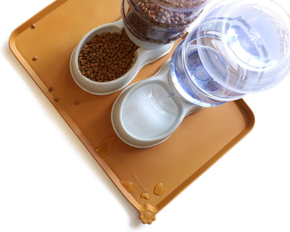 Hoki Found Large Silicone Pet Food Mats Tray - Non Slip Pet Dog Cat Bowl Placemats - Dog Cat